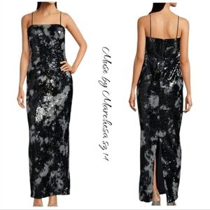 NWT Muse by Marchesa Cocktail Floral Sequin Sheath Maxi Dress Sz 14